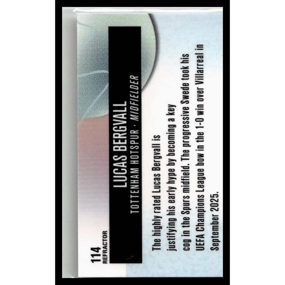 topps 2025-26 Finest UEFA Lucas Bergvall Refractor refractor